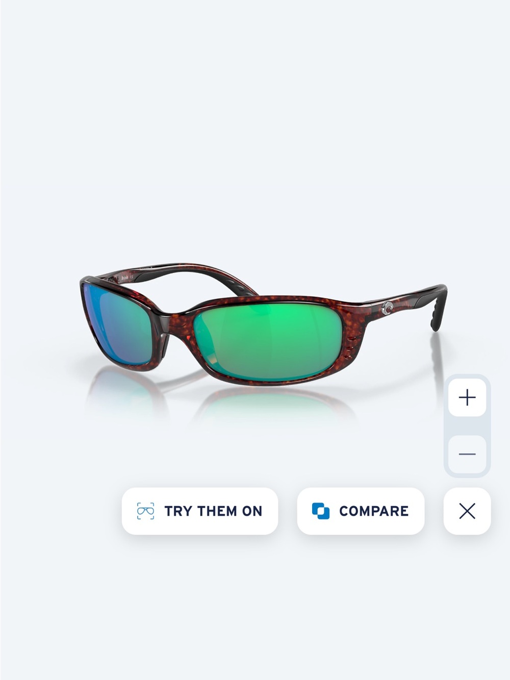 Costa Men’s Brine Tortoise Frame Sunglasses with Green-blue Lenses- size small
